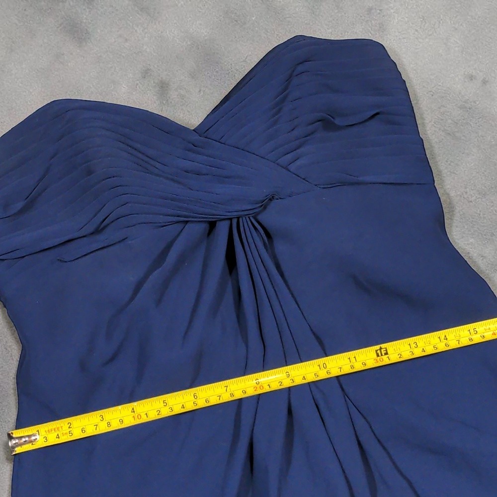 David's Bridal F12284 Navy Blue Bridesmaid Dress High Low Chiffon Size 10 Formal - Picture 5 of 12
